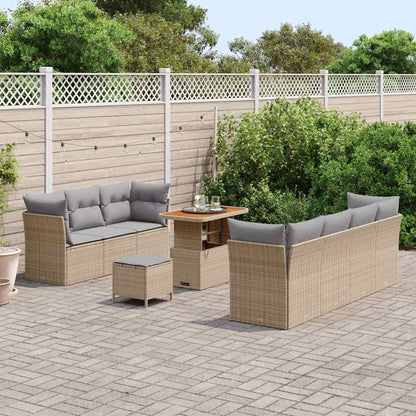 Set Divano da Giardino con cuscino 10 pcs beige e grigio chiaro | homemem39