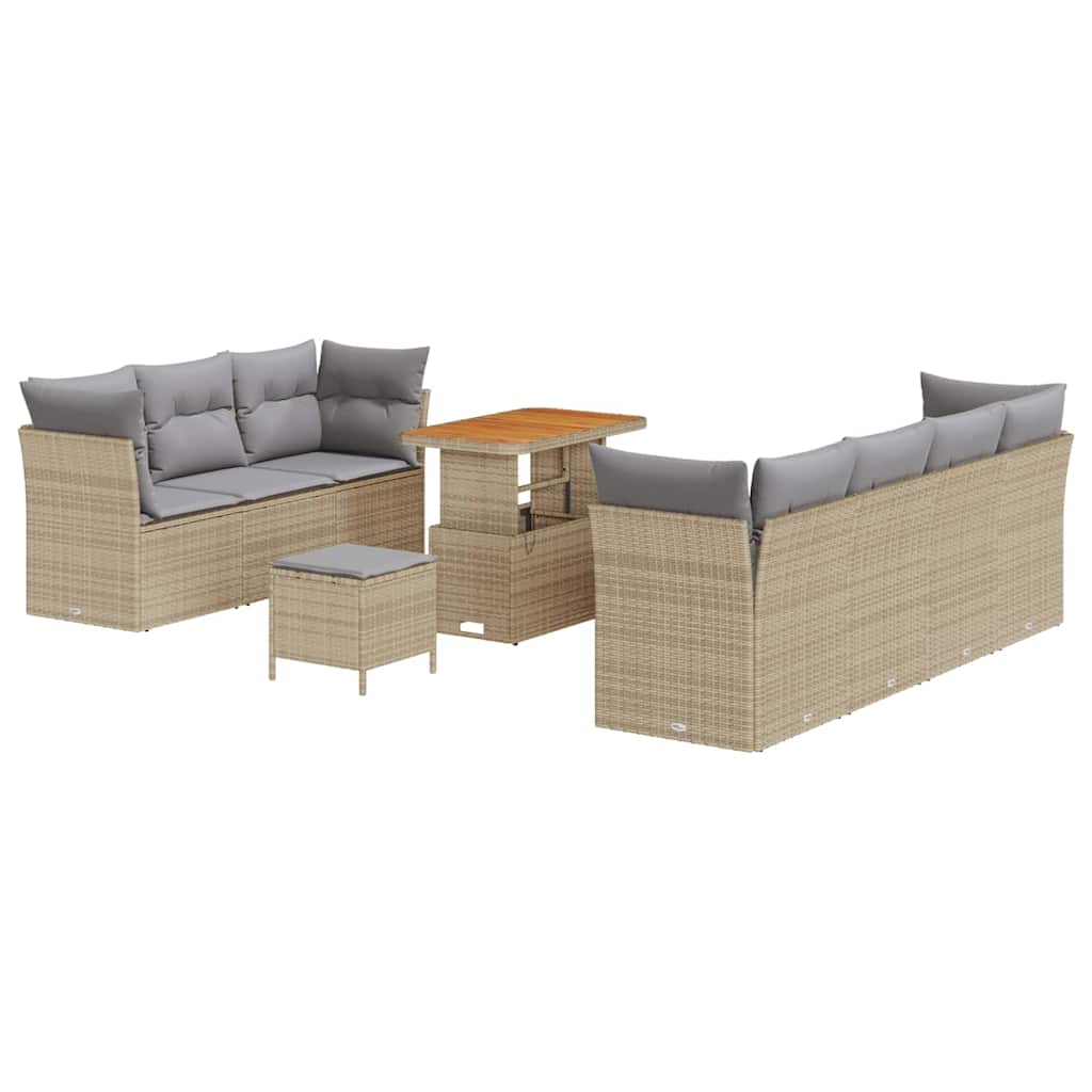 Set Divano da Giardino con cuscino 10 pcs beige e grigio chiaro | homemem39