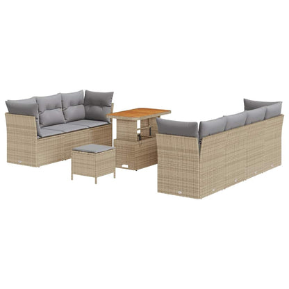 Set Divano da Giardino con cuscino 10 pcs beige e grigio chiaro | homemem39