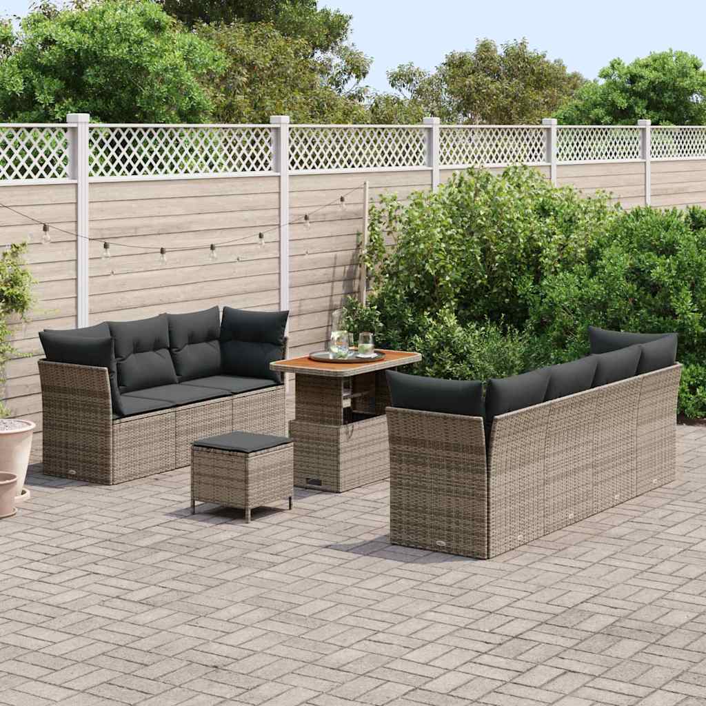 Set Divano da Giardino con cuscino 10 pcs Grigio | homemem39