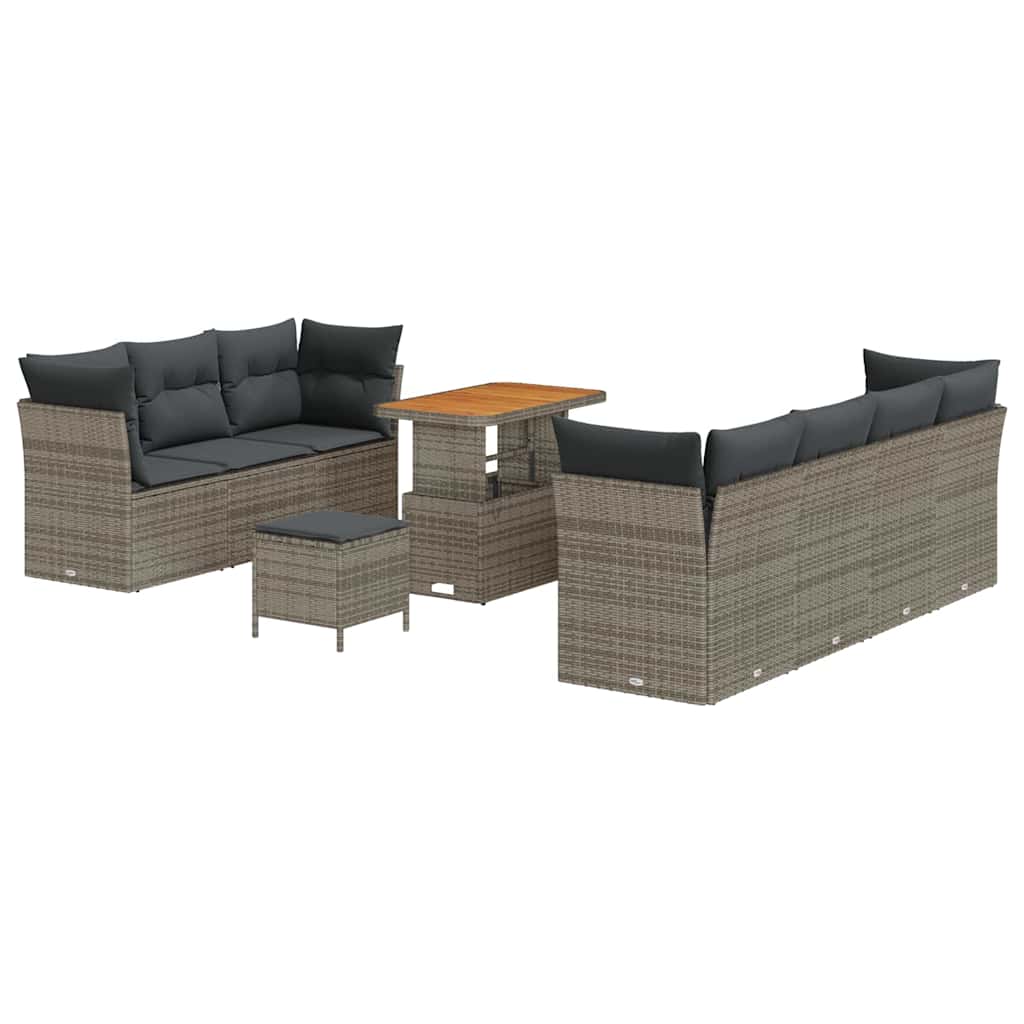 Set Divano da Giardino con cuscino 10 pcs Grigio | homemem39