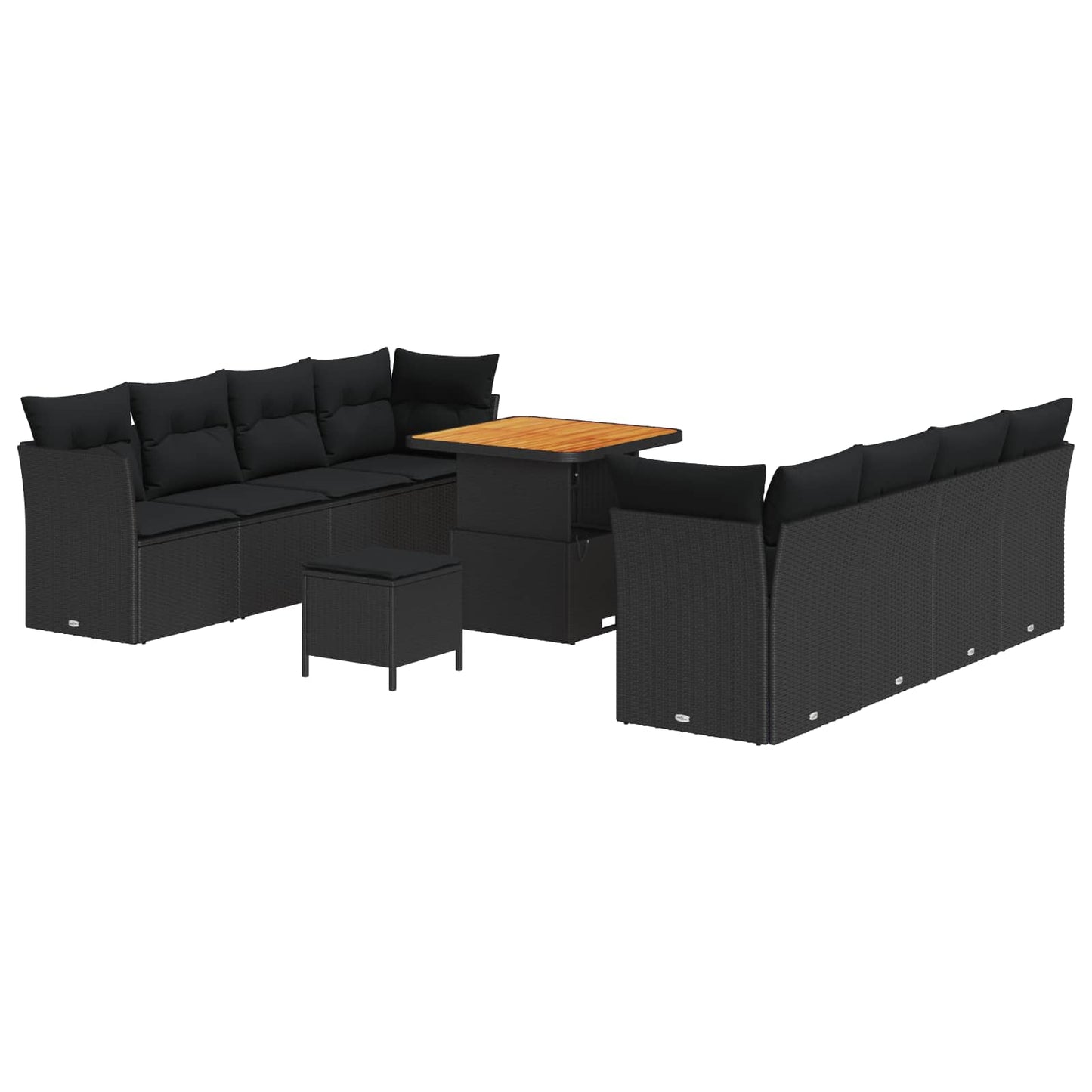 Set Divano da Giardino con cuscino 11 pcs Nero polyrattan | homemem39