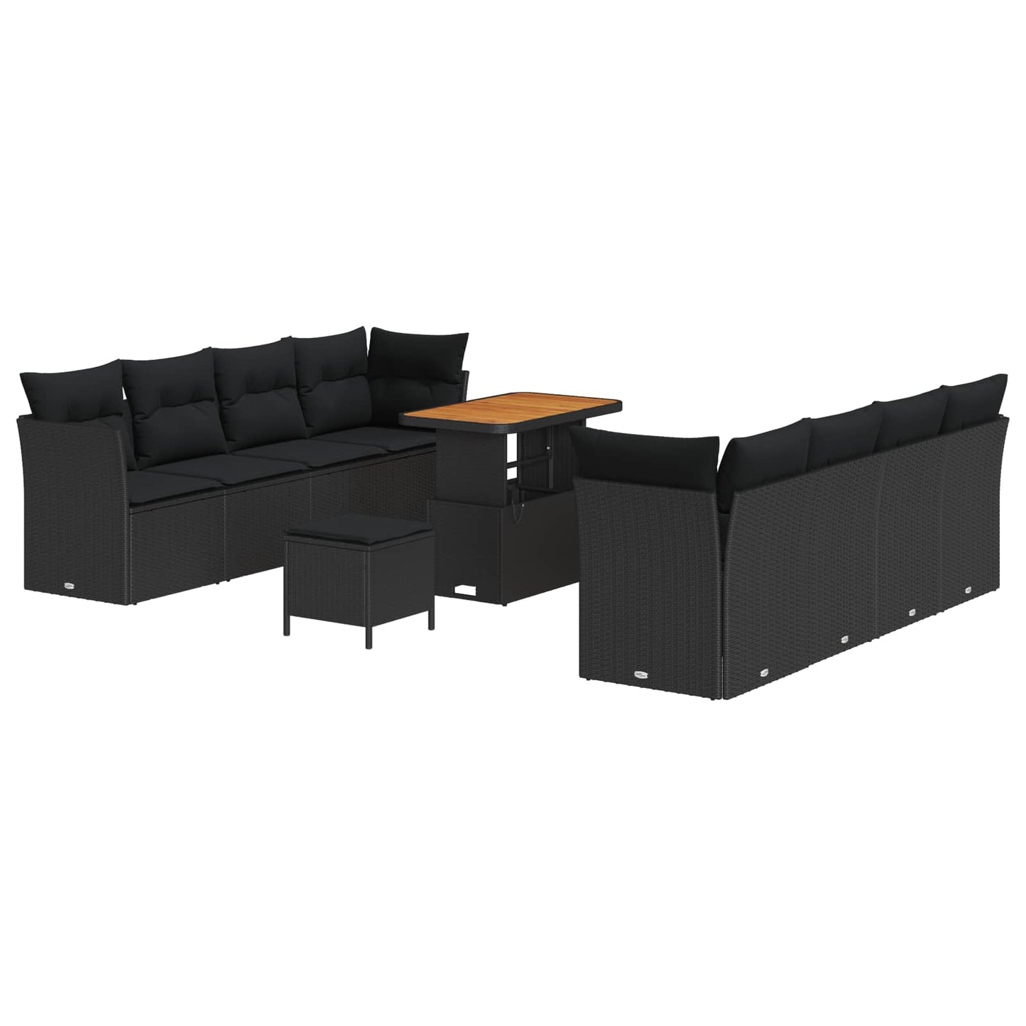 Set Divano da Giardino con cuscino 11 pcs Nero polyrattan | homemem39