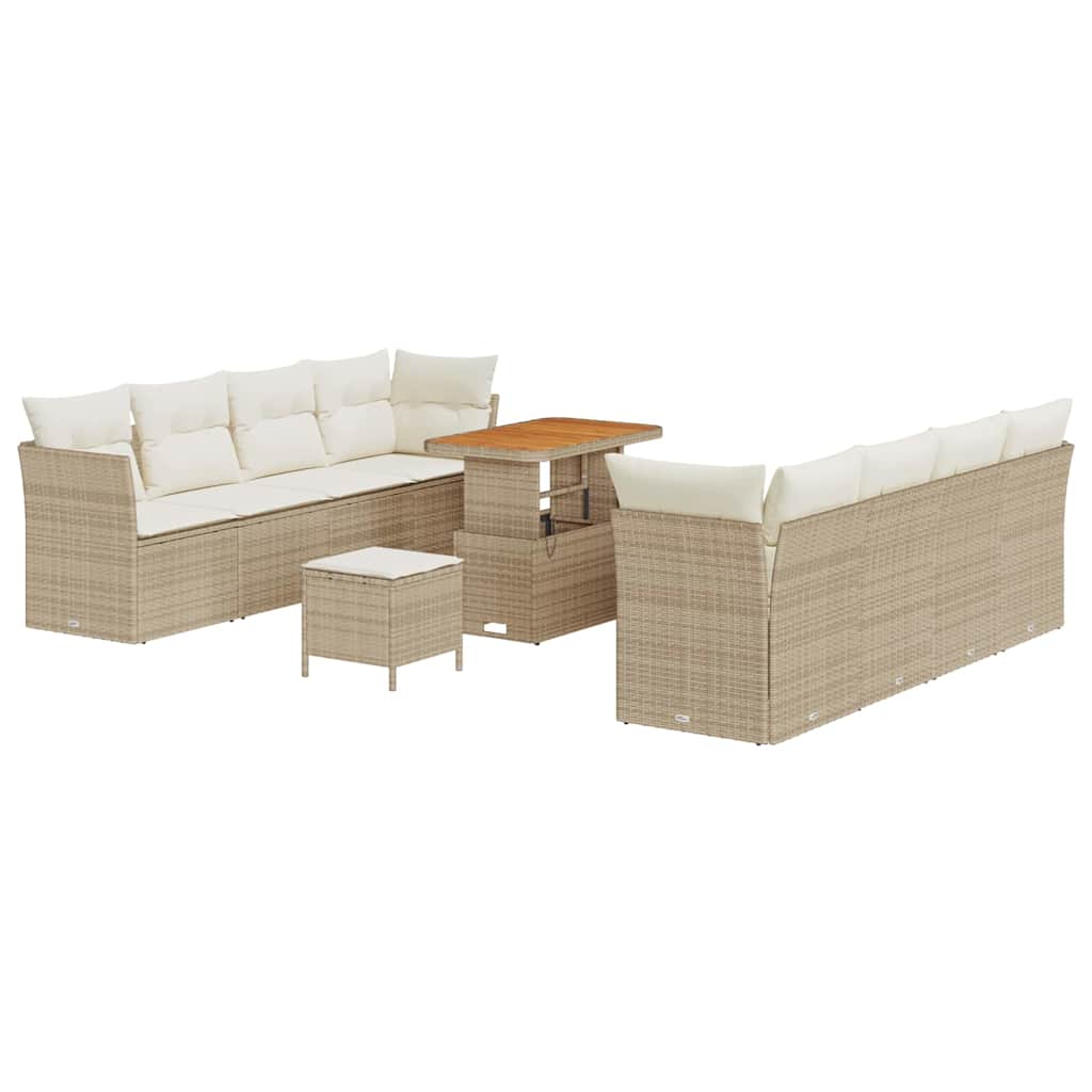 Set Divano da Giardino 11 pcs Beige e Crema polyrattan | homemem39
