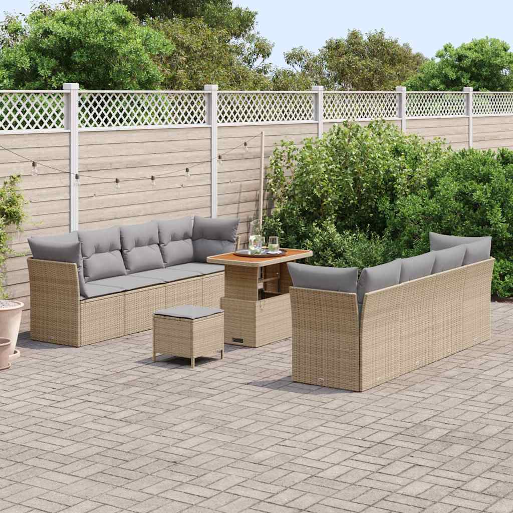 Set Divano da Giardino con cuscino 11 pcs beige e grigio chiaro | homemem39
