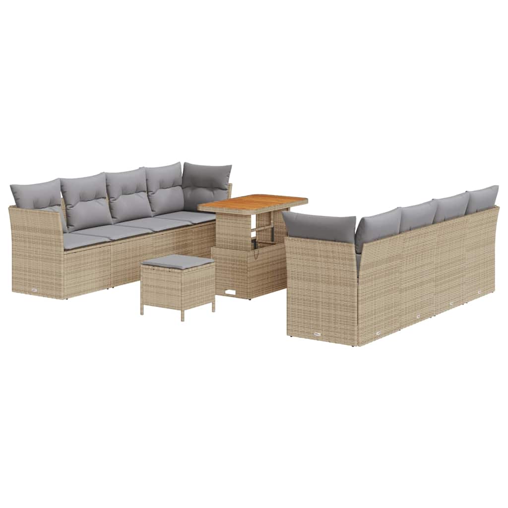 Set Divano da Giardino con cuscino 11 pcs beige e grigio chiaro | homemem39