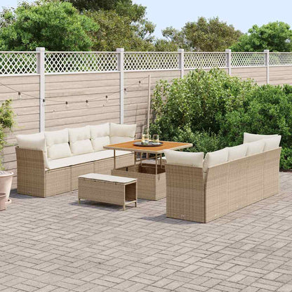 Set Divano da Giardino 11 pcs Beige e Crema polyrattan | homemem39