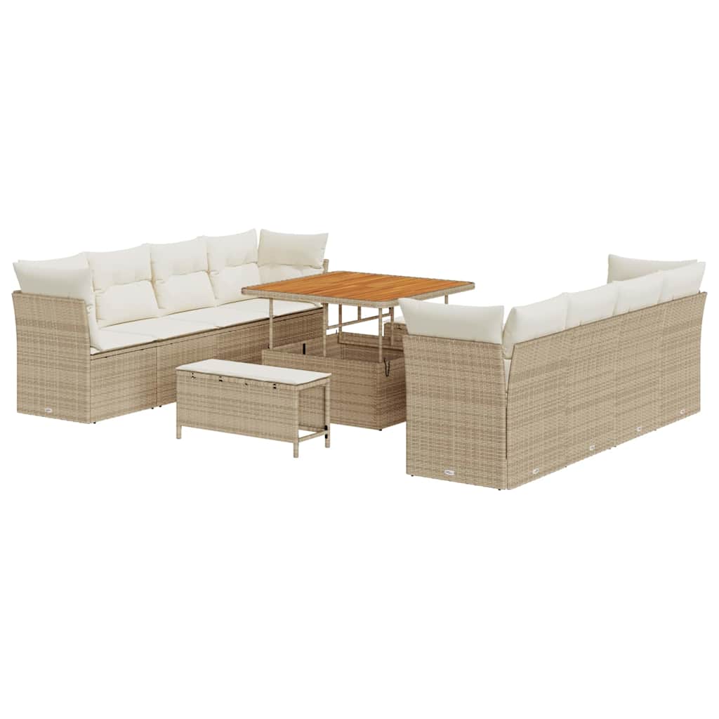 Set Divano da Giardino 11 pcs Beige e Crema polyrattan | homemem39