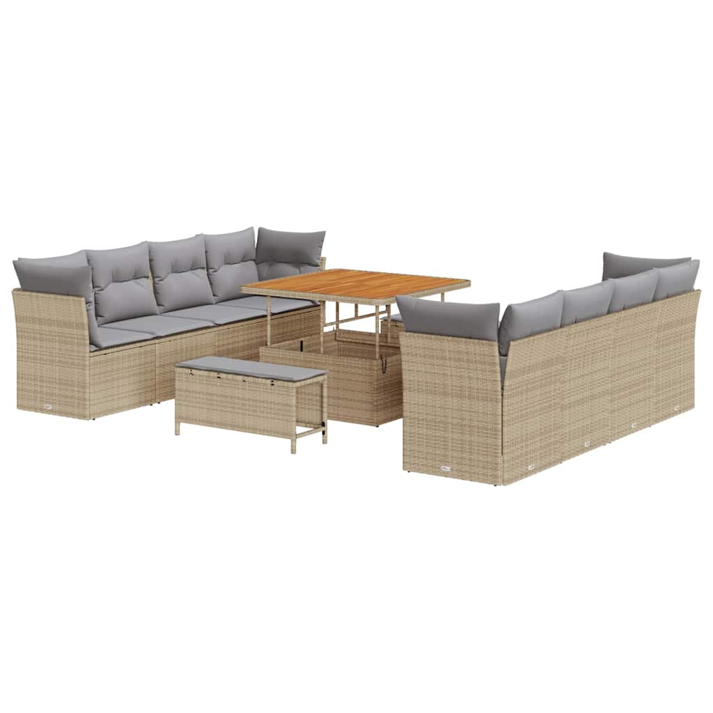Set Divano da Giardino con cuscino 11 pcs beige e grigio chiaro | homemem39