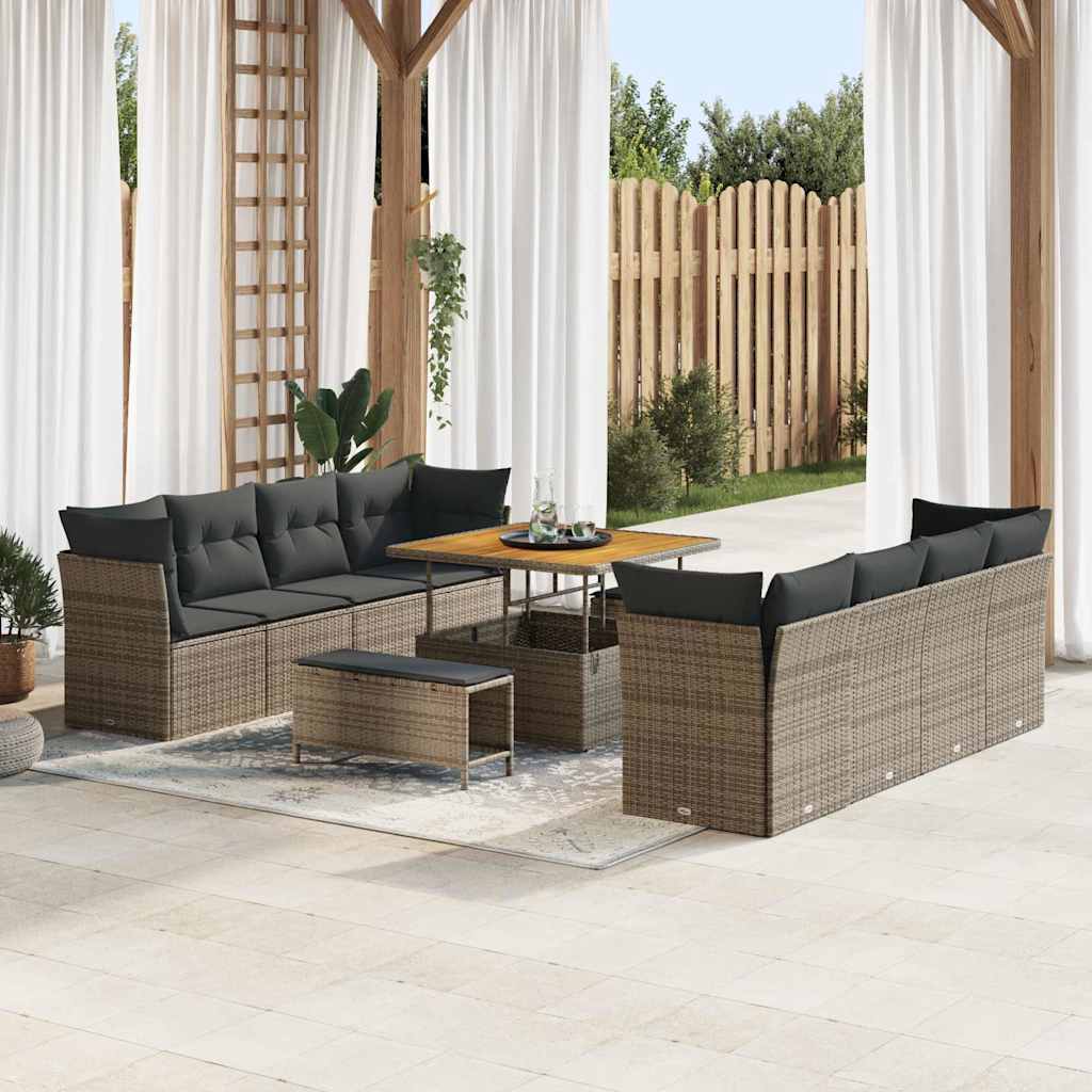 Set Divano da Giardino con cuscino 11 pcs Grigio | homemem39