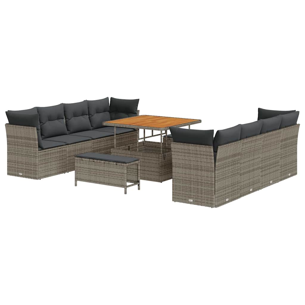 Set Divano da Giardino con cuscino 11 pcs Grigio | homemem39