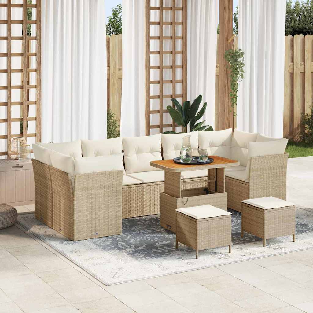 Set Divano da Giardino con cuscino 10 pcs beige e panna | homemem39
