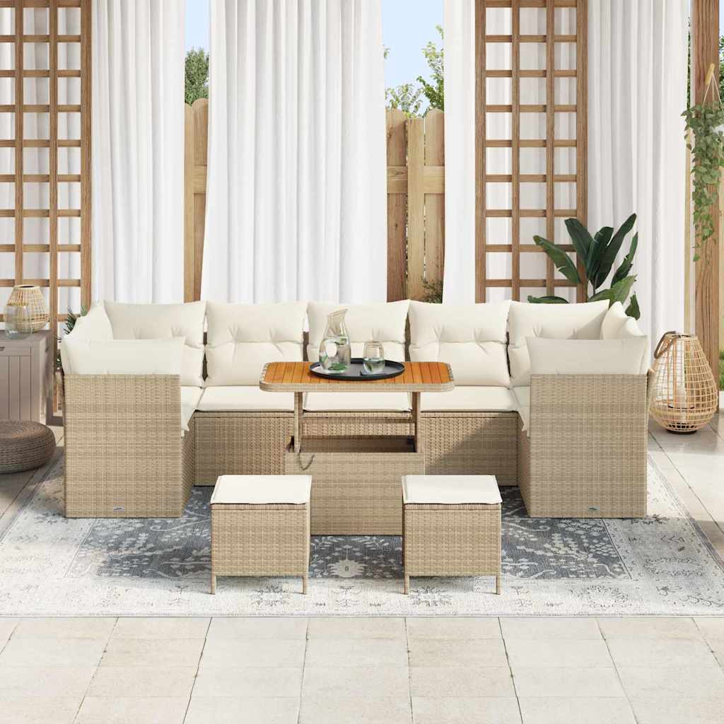 Set Divano da Giardino con cuscino 10 pcs beige e panna | homemem39