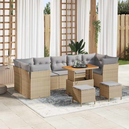 Set Divano da Giardino con cuscino 10 pcs beige e grigio chiaro | homemem39