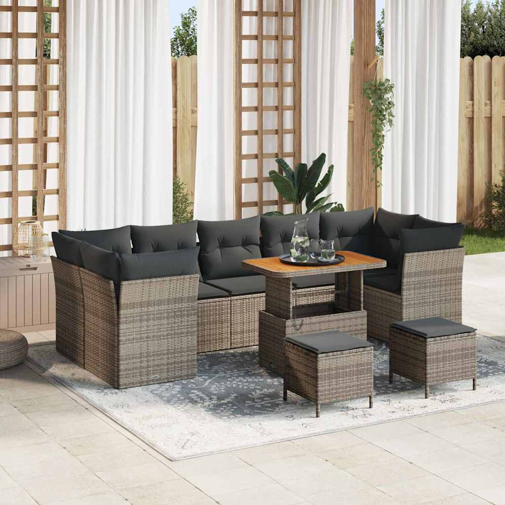 Set Divano da Giardino con cuscino 10 pcs Grigio | homemem39