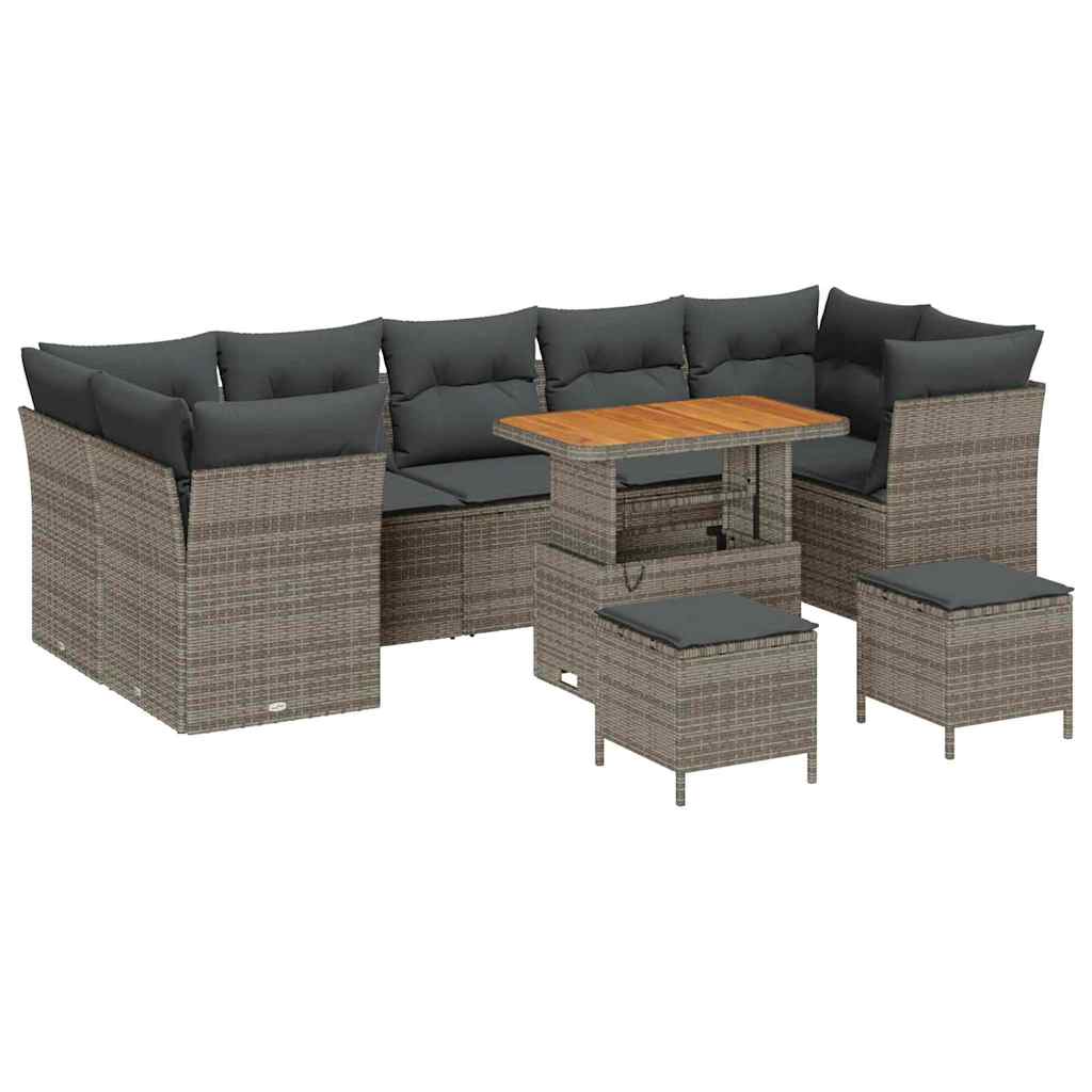 Set Divano da Giardino con cuscino 10 pcs Grigio | homemem39