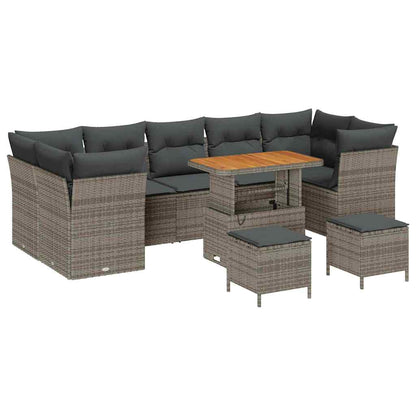 Set Divano da Giardino con cuscino 10 pcs Grigio | homemem39