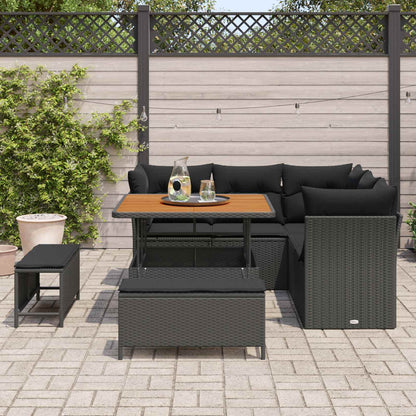 Set Divano da Giardino con cuscino con archiviazione 8 pcs Nero | homemem39