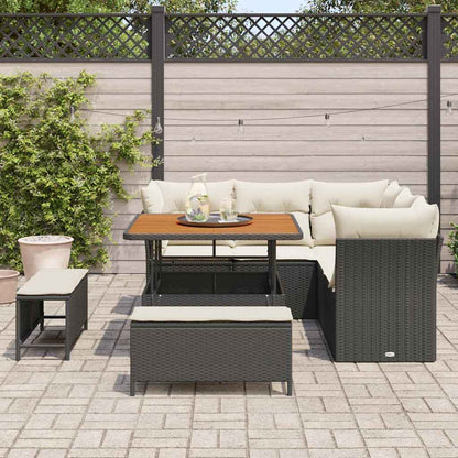 Set Divano da Giardino con cuscino 8 pcs Nero e crema | homemem39