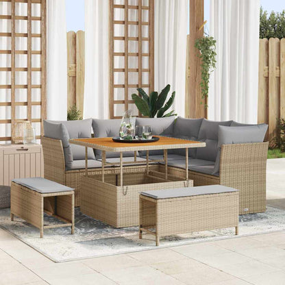 Set Divano da Giardino con cuscino 8 pcs beige e grigio chiaro | homemem39