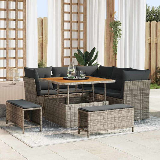 Set Divano da Giardino con cuscino 8 pcs Grigio