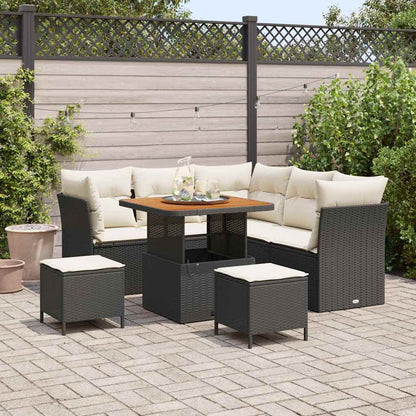 Set Divano da Giardino con cuscino 8 pcs Nero e crema | homemem39