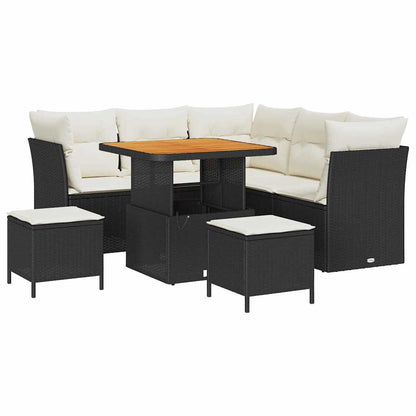 Set Divano da Giardino con cuscino 8 pcs Nero e crema | homemem39