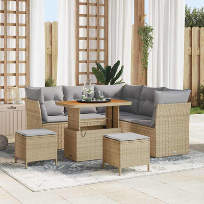 Set Divano da Giardino con cuscino 8 pcs beige e grigio chiaro | homemem39