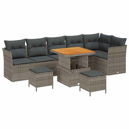 Set Divano da Giardino con cuscino 9 pcs Grigio | homemem39
