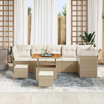 Set Divano da Giardino con cuscino 9 pcs beige e panna | homemem39