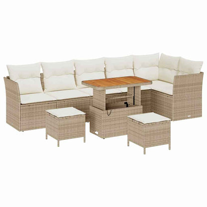Set Divano da Giardino con cuscino 9 pcs beige e panna | homemem39