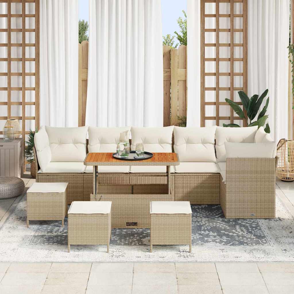 Set Divano da Giardino con cuscino 10 pcs beige e panna | homemem39