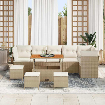 Set Divano da Giardino con cuscino 10 pcs beige e panna | homemem39