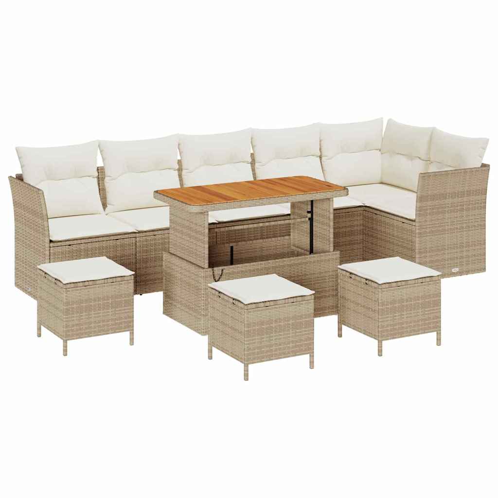 Set Divano da Giardino con cuscino 10 pcs beige e panna | homemem39