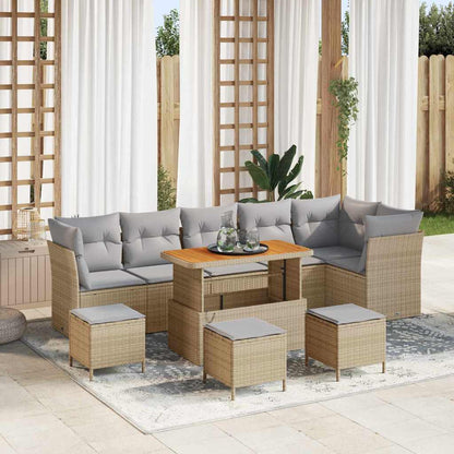 Set Divano da Giardino con cuscino 10 pcs beige e grigio chiaro | homemem39