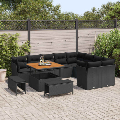 Set Divano da Giardino con cuscino 12 pcs Nero | homemem39