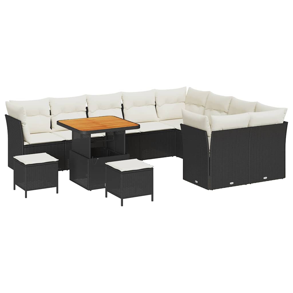 Set Divano da Giardino con cuscino 12 pcs Nero e crema | homemem39
