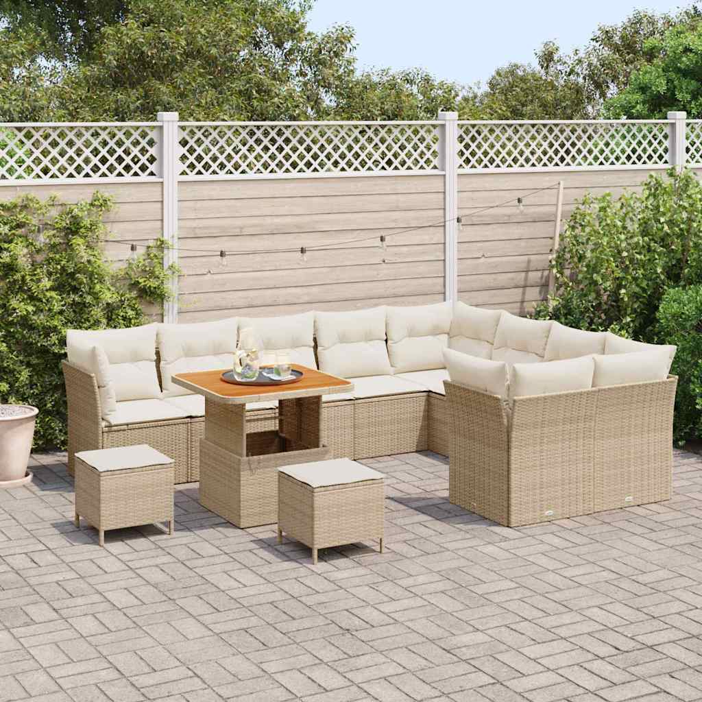 Set Divano da Giardino con cuscino 12 pcs beige e panna