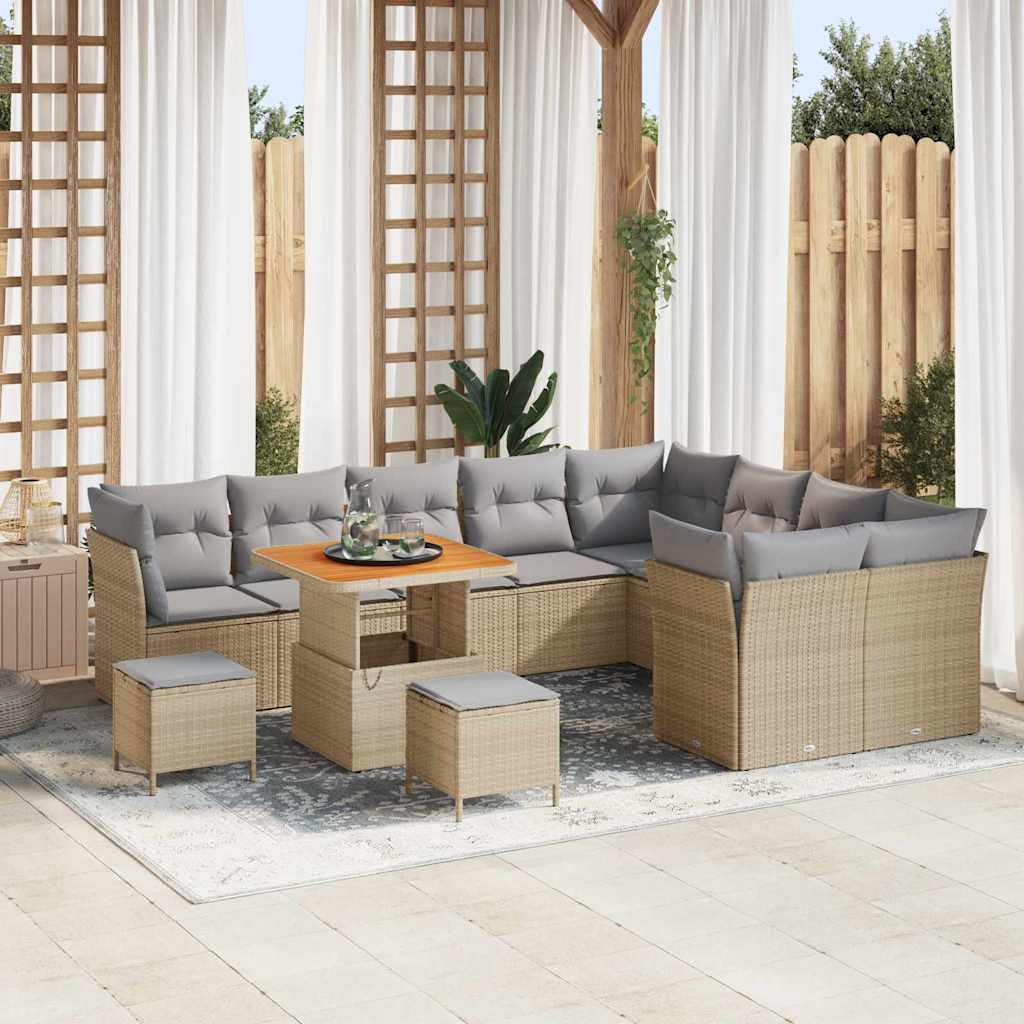 Set Divano da Giardino con cuscino 12 pcs beige e grigio chiaro