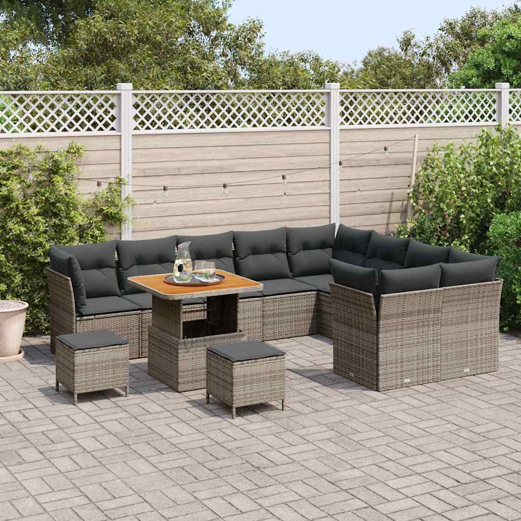 Set Divano da Giardino con cuscino 12 pcs Grigio | homemem39