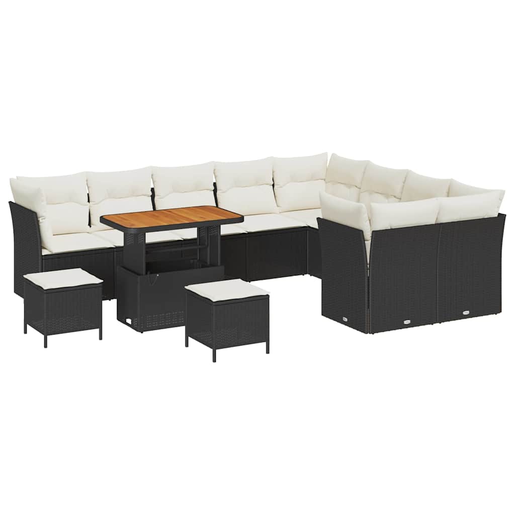 Set Divano da Giardino con cuscino 12 pcs Nero e crema | homemem39