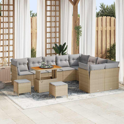 Set Divano da Giardino con cuscino 12 pcs beige e grigio chiaro | homemem39