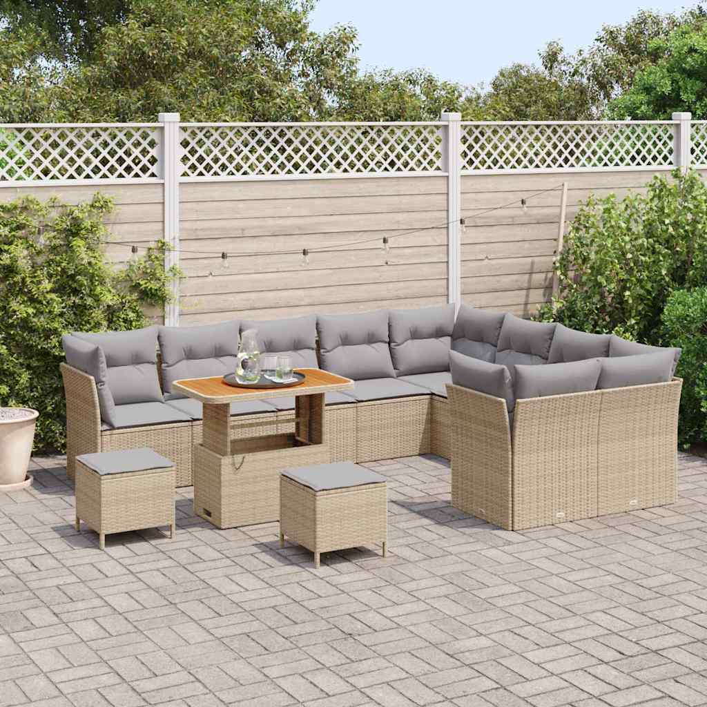 Set Divano da Giardino con cuscino 12 pcs beige e grigio chiaro | homemem39