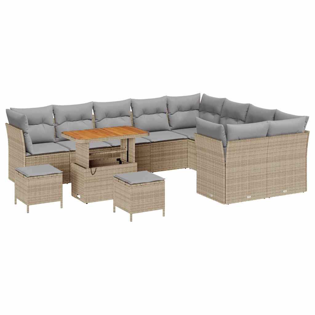 Set Divano da Giardino con cuscino 12 pcs beige e grigio chiaro | homemem39