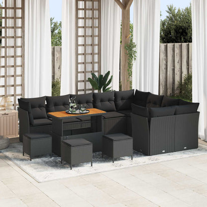Set Divano da Giardino con cuscino 13 pcs Nero | homemem39