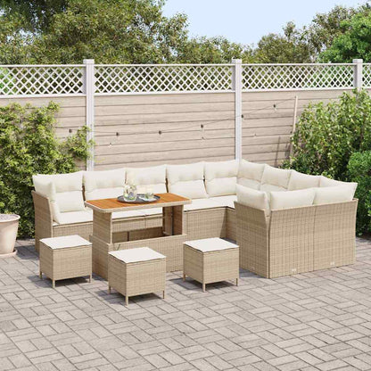 Set Divano da Giardino con cuscino 13 pcs beige e panna