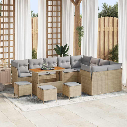 Set Divano da Giardino con cuscino 13 pcs beige e grigio chiaro | homemem39