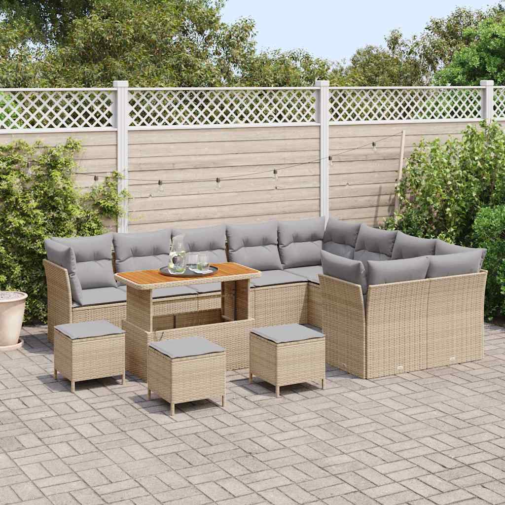 Set Divano da Giardino con cuscino 13 pcs beige e grigio chiaro | homemem39