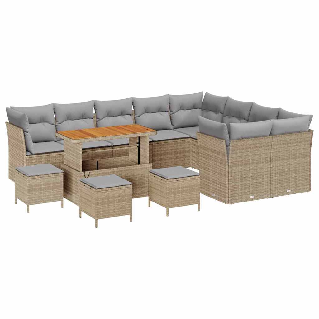 Set Divano da Giardino con cuscino 13 pcs beige e grigio chiaro | homemem39