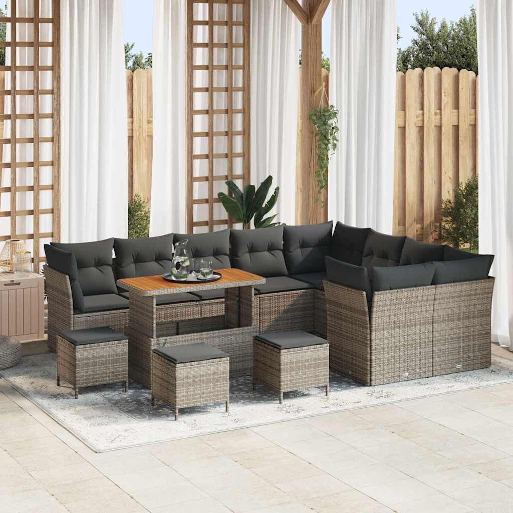 Set Divano da Giardino con cuscino 13 pcs Grigio | homemem39